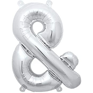 Ampersand (&) Silver Helium Foil Balloon - 34"