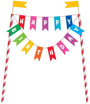 "Happy Birthday" Rainbow Cake Bunting Topper - 6"