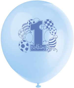 Blue Balloons "1st Birthday" Party Balloons - 12 inch