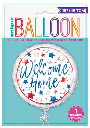 Red, White & Blue Star "Welcome Home" Helium Foil Balloon - 18"