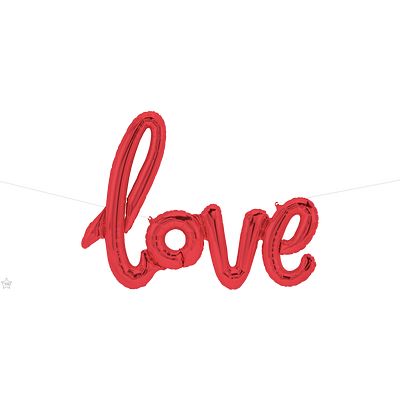 "love" Red Script Foil Banner Balloon - 40"