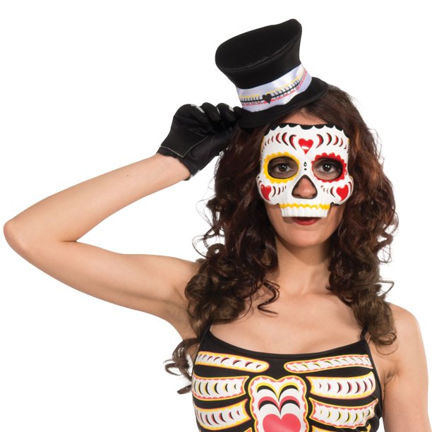 Day Of The Dead Mask - Half Mask, Sugar Skull (Adult)