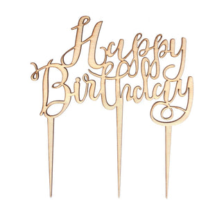 "Happy Birthday" Wooden Cake Topper