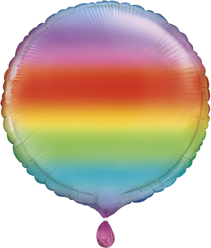 Rainbow Round Shaped Helium Foil Balloon - 18"