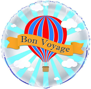 Hot Air "Bon Voyage" Helium Foil Balloon - 18"