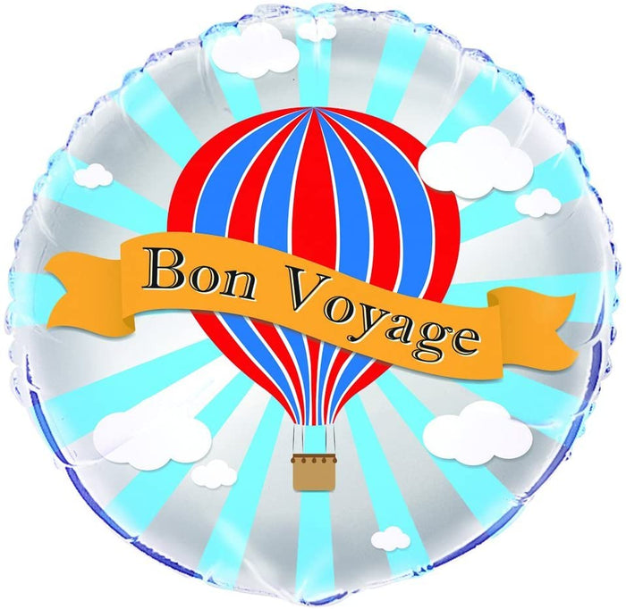 Hot Air "Bon Voyage" Helium Foil Balloon - 18"