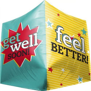 "Get Well, Feel Better" Cube Helium Foil Balloon - 17"