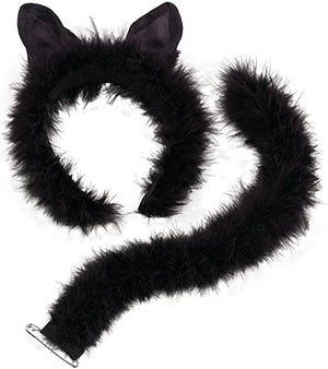 Black Cat Set - Marabou Trim Adult)