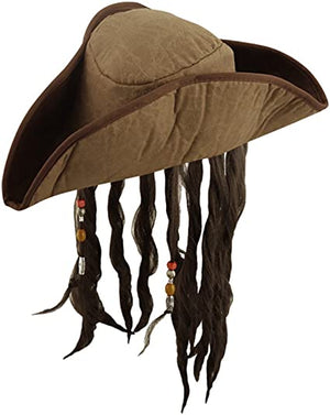 Pirate Hat - Brown with Dreadlocks (Adult)