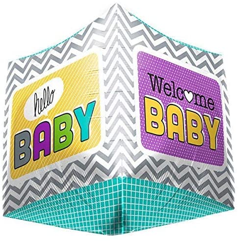"Welcome BABY, hello BABY" Cube Helium Foil Balloon - 17"