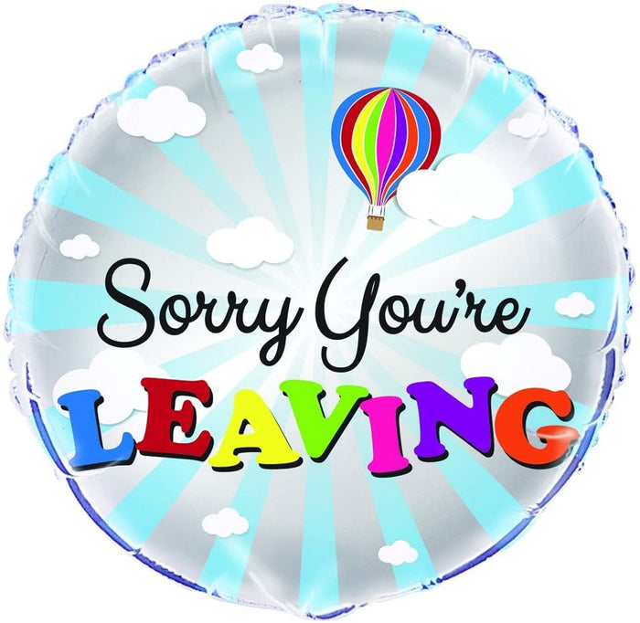 "Sorry You're Leaving" Silver Helium Foil Balloon - 18"