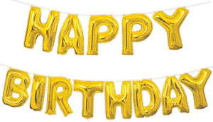 Gold "HAPPY BIRTHDAY" Letter Foil Balloon Banner Kit - 14"