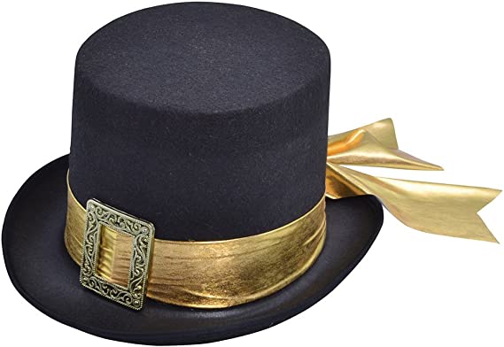 Top Hat - Black With Gold Belt & Buckle (Adult)