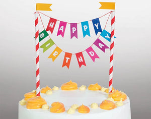 "Happy Birthday" Rainbow Cake Bunting Topper - 6"