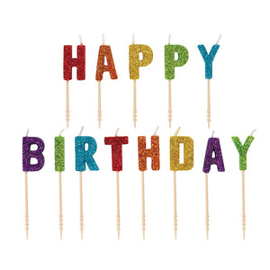 Rainbow Glitter "HAPPY BIRTHDAY" Letter Pick Candles