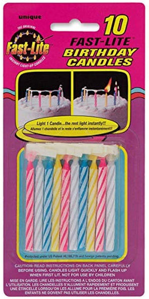 Fast-Lite Birthday Cake Candles - Assorted (Pack of 10)