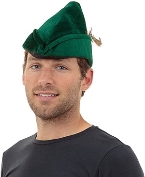 Robin Hood Hat With Feather, Soft Felt - Green (Adult)