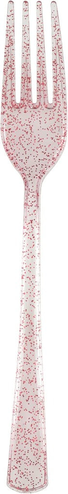 Reusable Pink Glitter Forks - Pack of 18