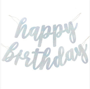 Glitz Silver "Happy Birthday" Jointed Banner - 2.75ft