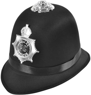 Police Helmet, Satin Fabric - (Adult)