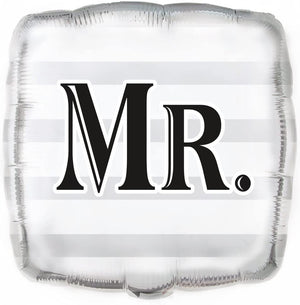 "MR." Wedding Silver Helium Foil Balloon - 18"