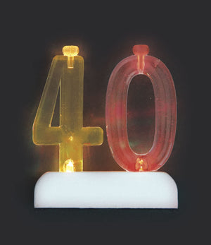 Multicolour Flashing Number Cake Topper & Birthday Candle - (30, 40, 50, 60)