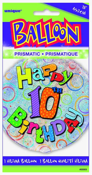 Prism "Happy 10th Birthday" Helium Foil Balloon - 18"