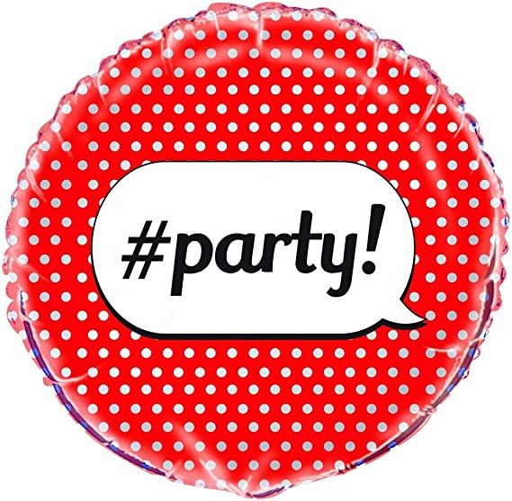 Red Polka Dot "#party!" Helium Foil Balloon - 18"