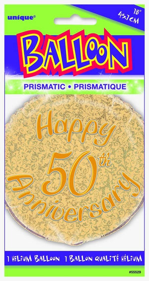 Prism "Happy 50th Anniversary" Helium Foil Balloon - 18"
