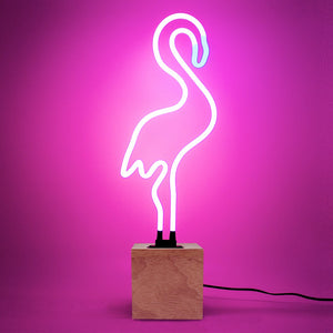 Neon Light Pink Flamingo With Base