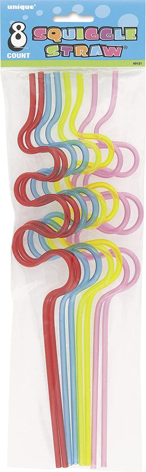 Squiggle Silly Straws - Assorted Pack of 8