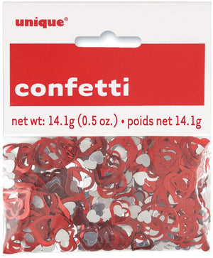 Silver and Red Heart Party Confetti