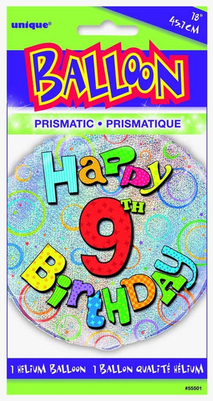 Prism "Happy 9th Birthday" Helium Foil Balloon - 18"