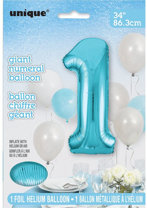 34" Number "1" Helium Foil Balloon - Powder Blue
