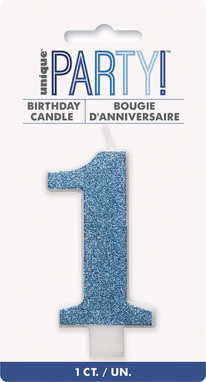 Glitz Blue & Silver Number Birthday Candles