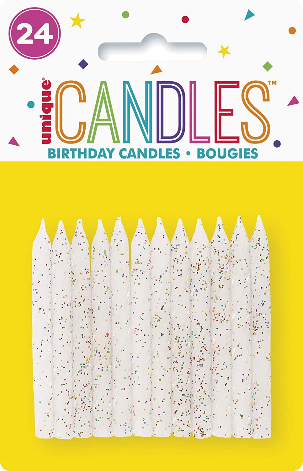 White & Glitter Spiral Birthday Candles - Pack of 24