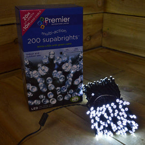 Christmas Lights 200 White LED Supabrights String Lights: Indoor or Outdoor