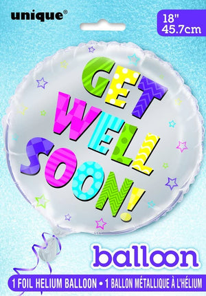 Colourful "Get Well Soon!" Helium Foil Balloon - 18"