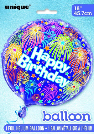 Fireworks "Happy Birthday" Helium Foil Balloon - 18"