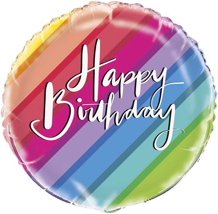 Rainbow "Happy Birthday" Helium Foil Balloon - 18"