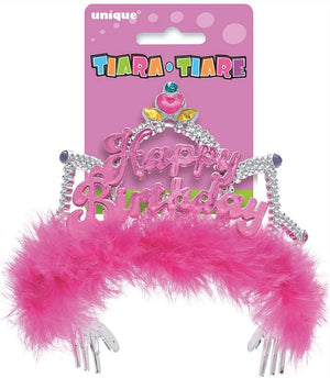 Fluffy Pink "Happy Birthday" Tiara