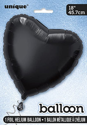 Black Heart Shaped Helium Foil Balloons - 18"