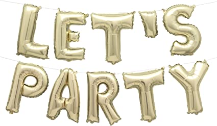 "LET'S PARTY" Gold Foil Balloon Kit - 13.5"