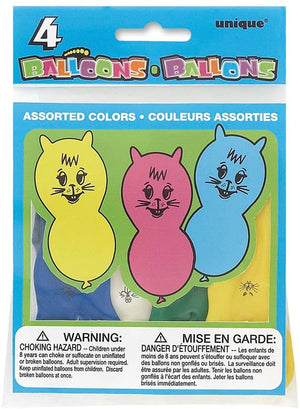 Latex Animal Balloons, Pack of 4 - 20"