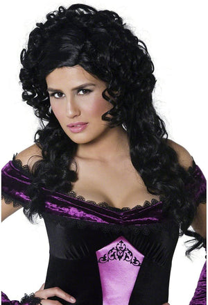 Gothic Countess Wig - Black with Curly Locks