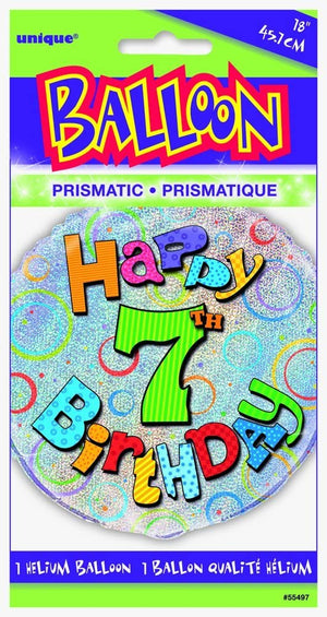 Prism "Happy 7th Birthday" Helium Foil Balloon - 18"