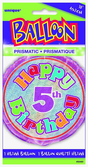 Prism "Happy 5th Birthday" Helium Foil Balloon - 18"