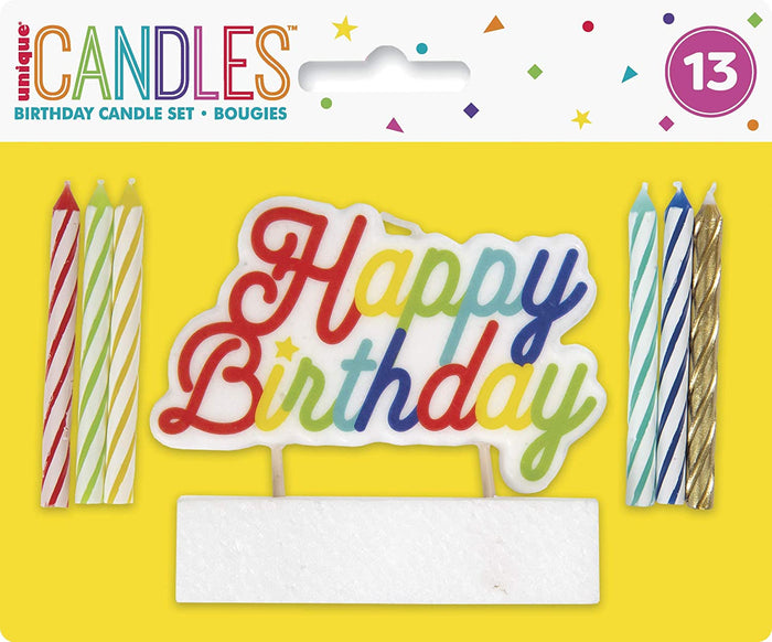 Large "Happy Birthday" Pick Candle & Spiral Candles