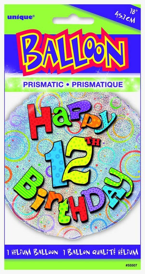 Prism "Happy 12th Birthday" Helium Foil Balloon - 18"