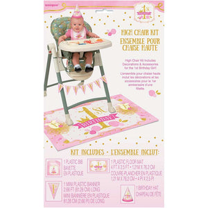 1st Birthday - Pink/Gold High Chair Kit